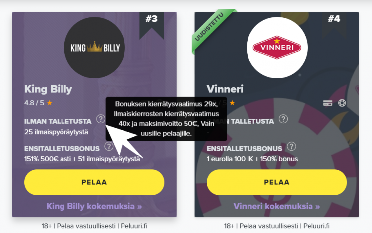 Casino talletusbonus muut ehdot