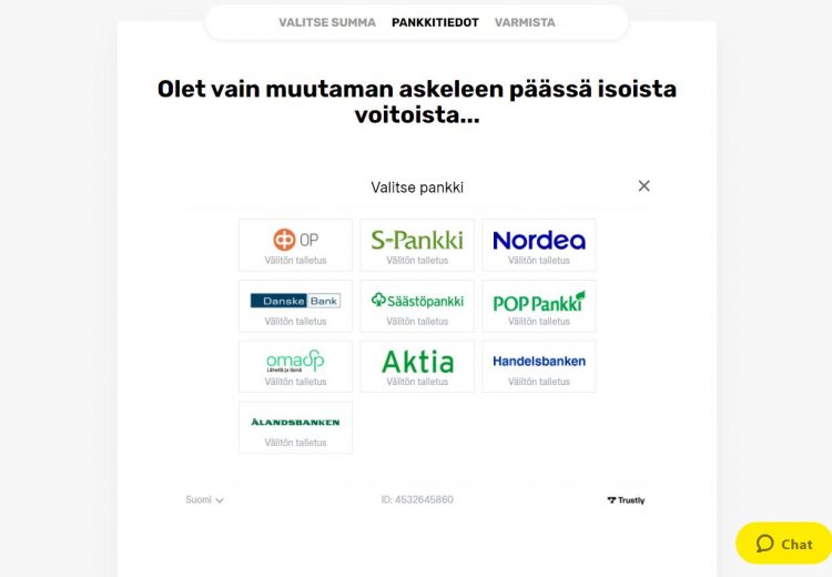 Nettikasinot verkkopankkitunnuksilla talletukset
