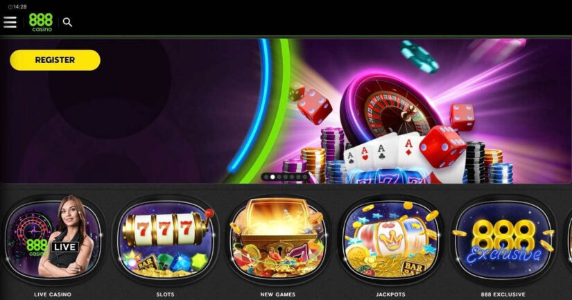 Homepage of 888 Casino UK