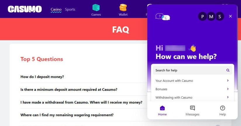 Casumo UK customer support