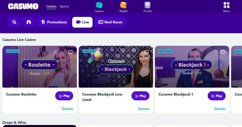 Casumo UK live casino