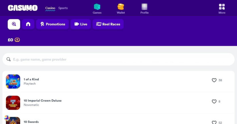 Casumo UK slots & games