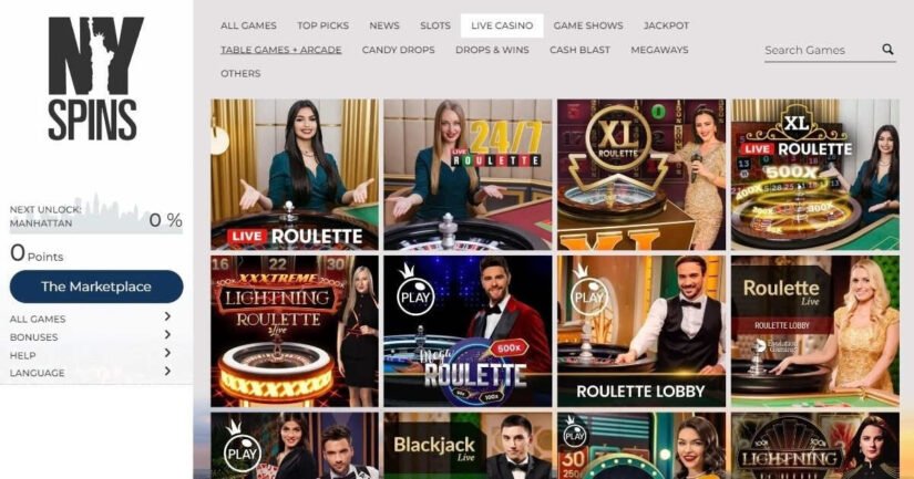 NYspins UK live casino