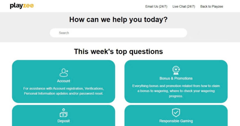 Playzee Casino UK help centre