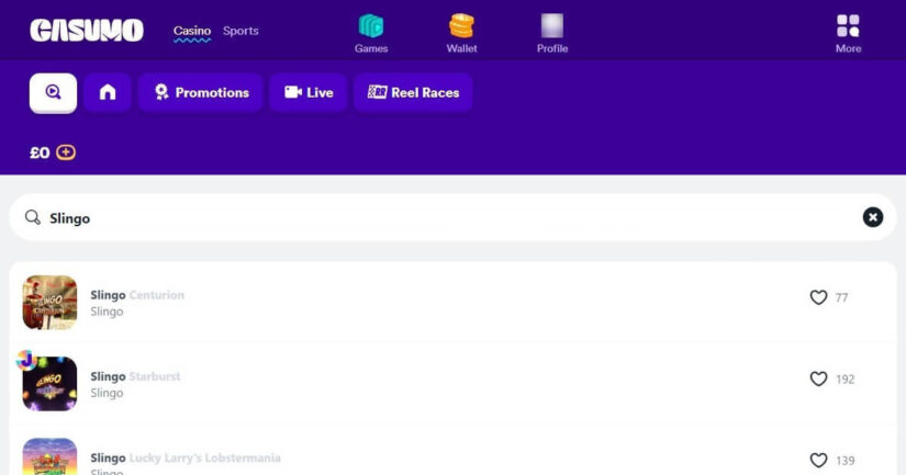 Casumo slingo games
