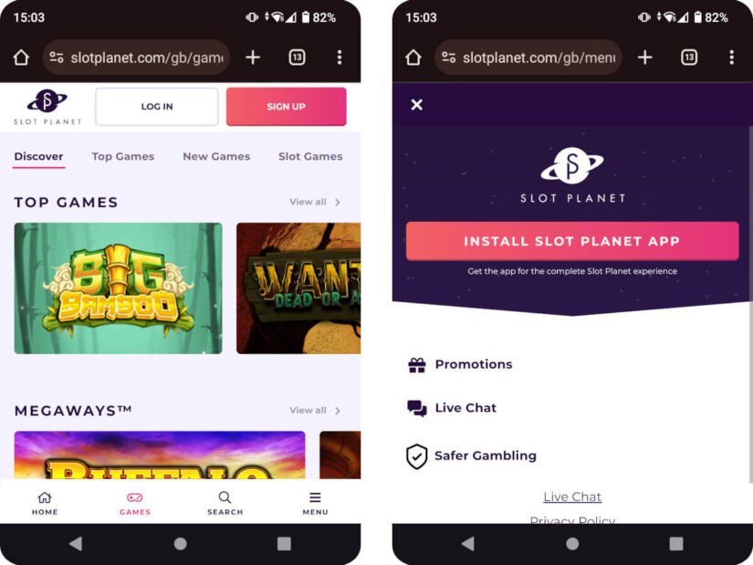 Slot Planet UK mobile