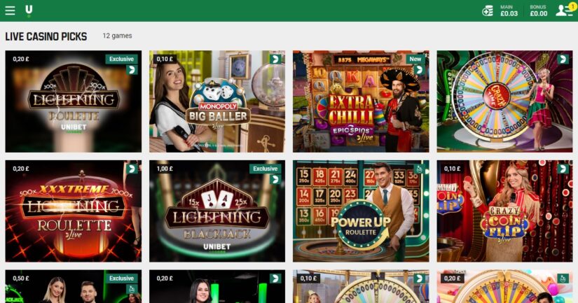 Unibet Casino UK homepage