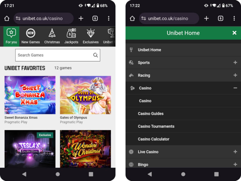 Unibet Casino UK mobile