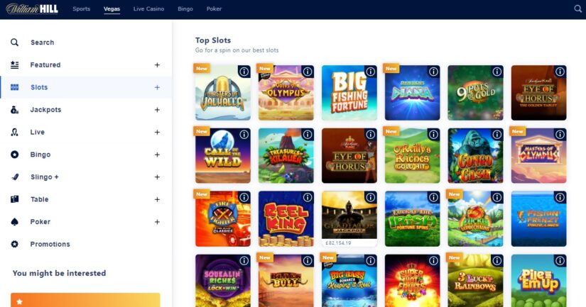 Slots & games lobby at William Hill UK