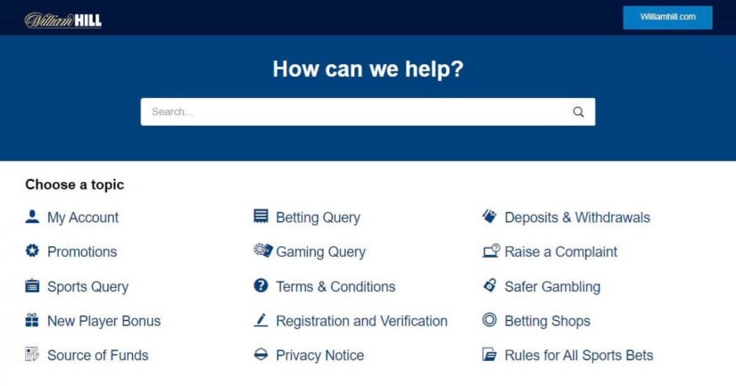 FAQs at William Hill UK