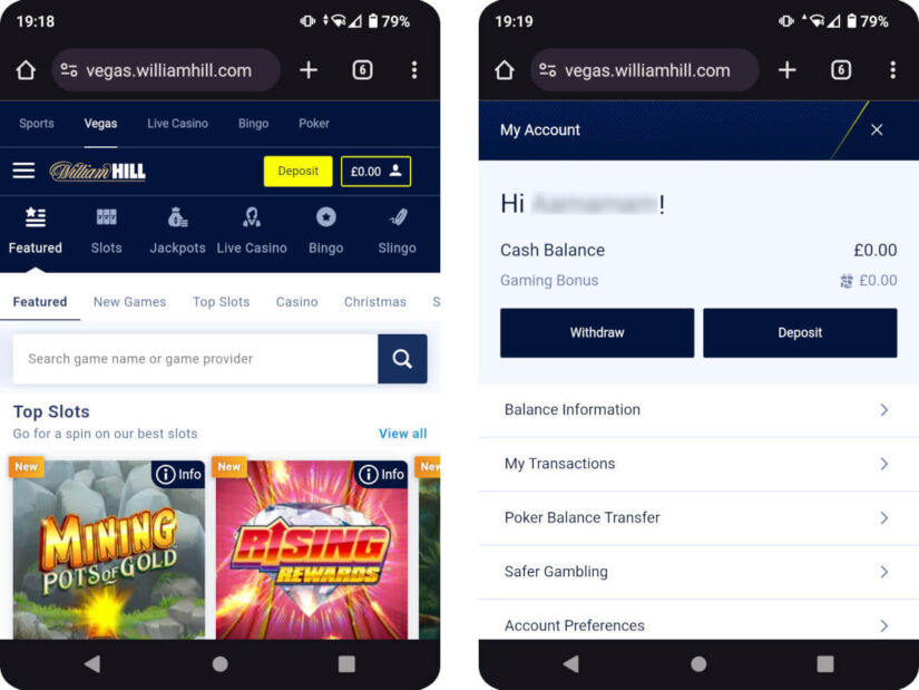 William Hill Casino UK on Mobile