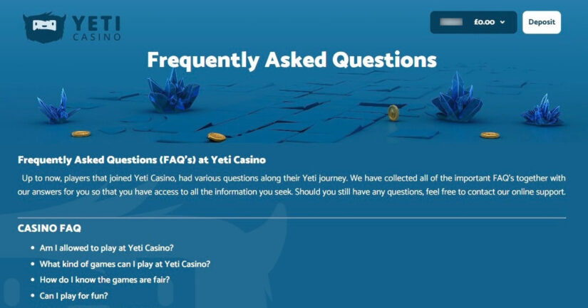 Yeti Casino FAQ