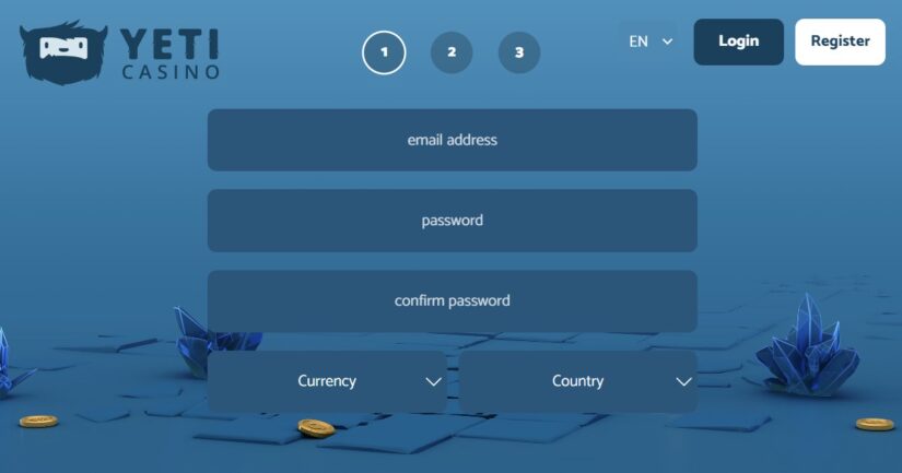Yeti Casino UK registration form