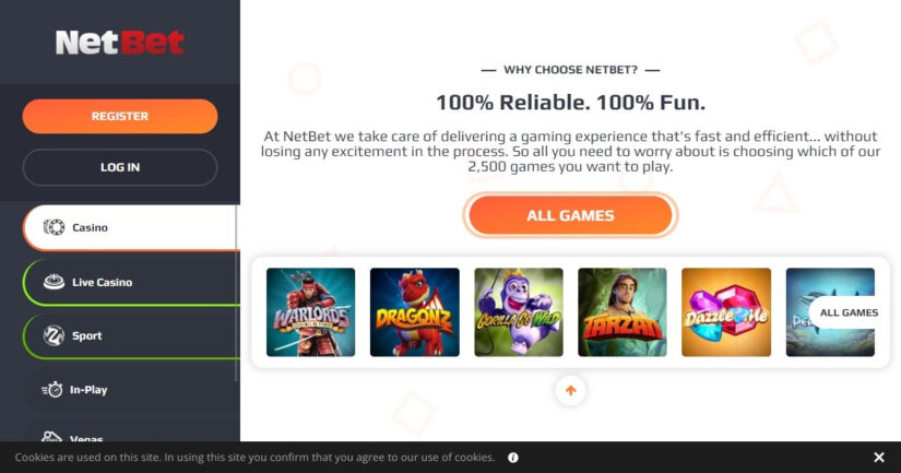 NetBet Casino UK homepage