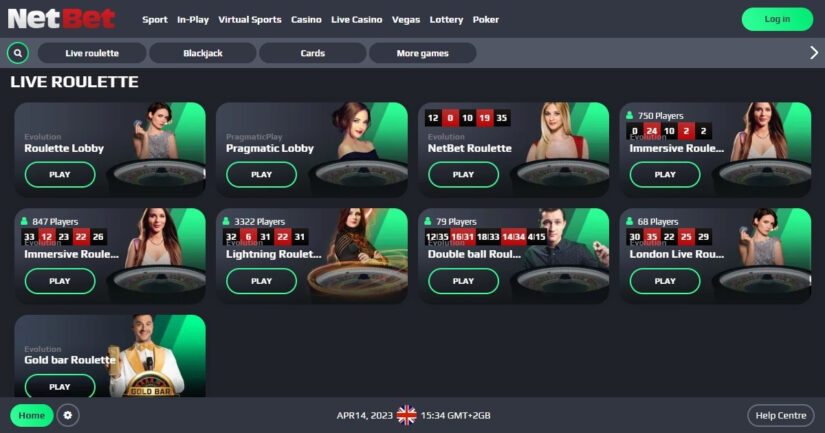NetBet UK live casino games