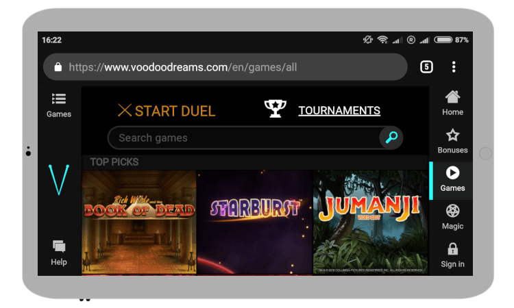 Voodoo Dreams UK mobile