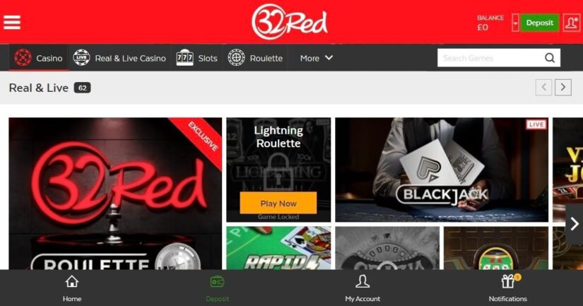 32Red Casino UK homepage
