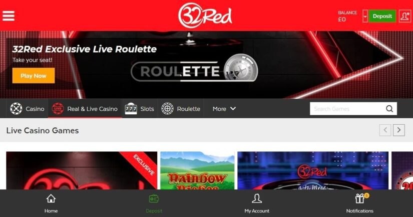 32Red UK live casino