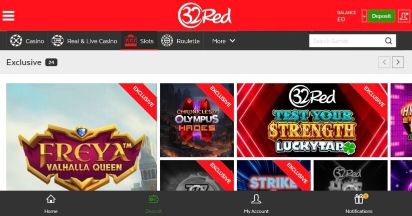 32Red UK slots & games