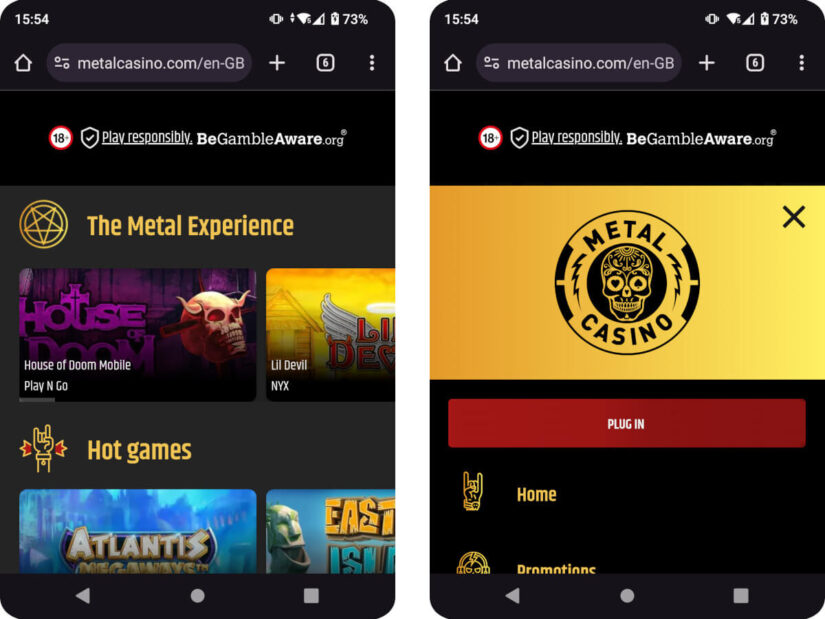 Metal Casino UK on mobile