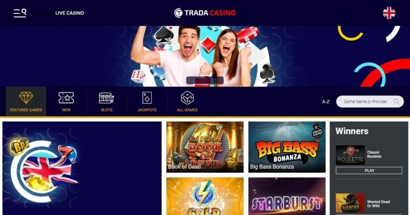 Trada Casino UK homepage