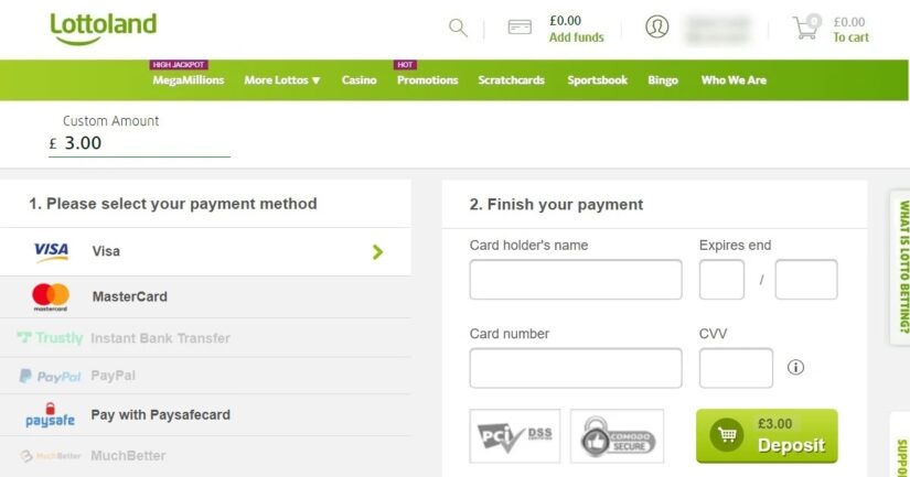 £3 deposits possible at Lottoland UK