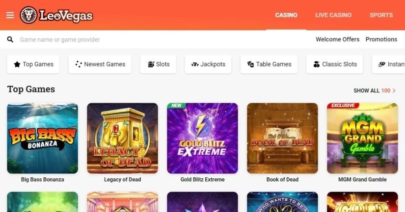 LeoVegas UK homepage