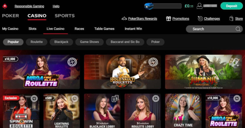 PokerStars Casino UK live games