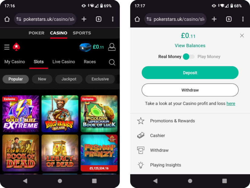 PokerStars Casino UK mobile