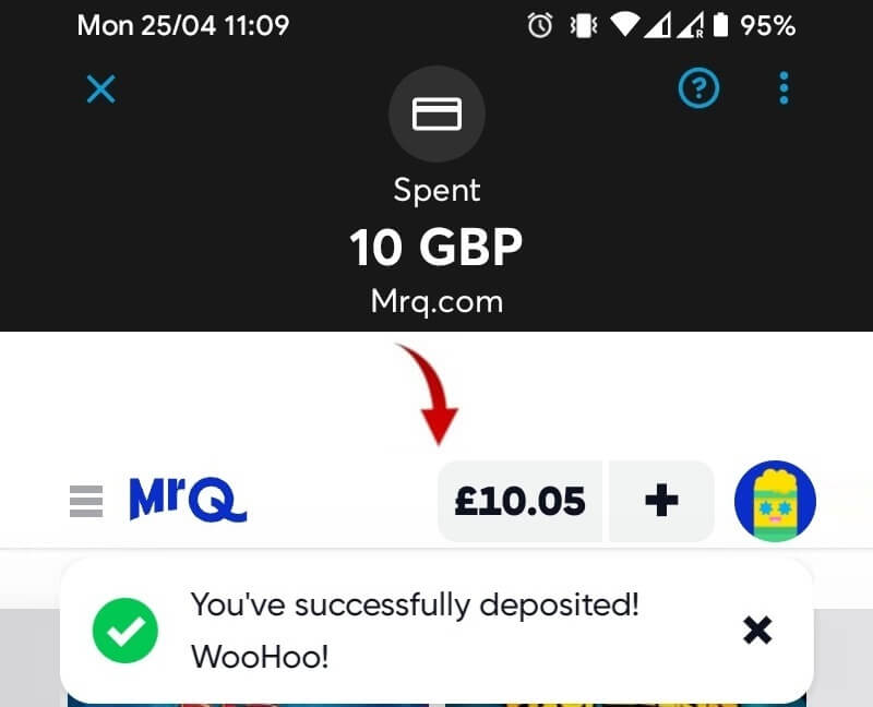 Wise Casino deposit confirmed