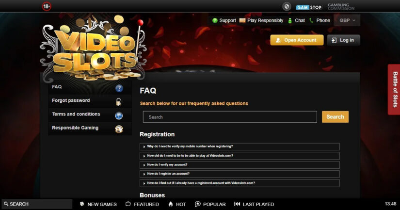 Videoslots FAQ
