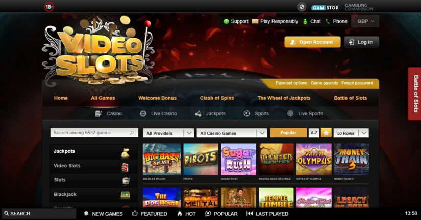 Videoslots UK slots & games