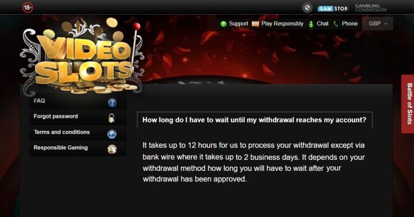 Videoslots withdrawal approval time
