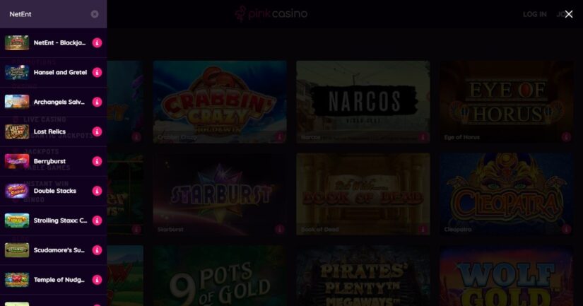 Pink Casino UK slots and games