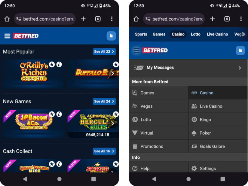 Betfred Casino mobile