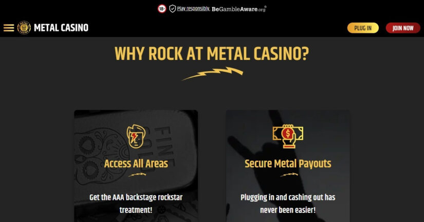 Homepage of Metal Casino UK
