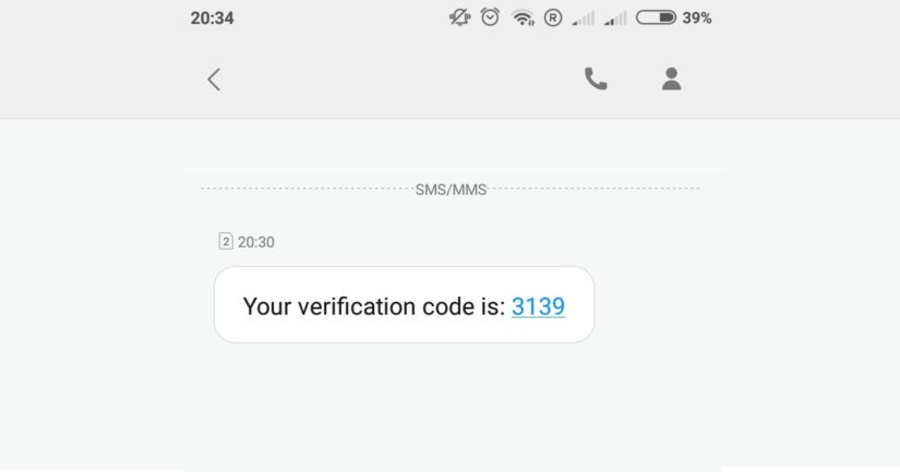 Verification code from UK casino