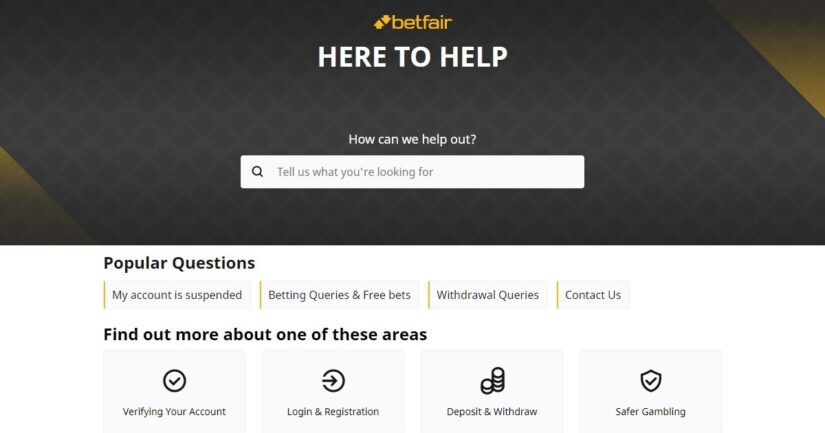 FAQ section at Betfair Casino UK