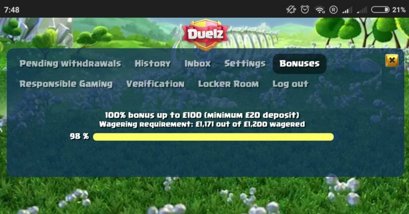 Duelz casino bonus wagering requirements