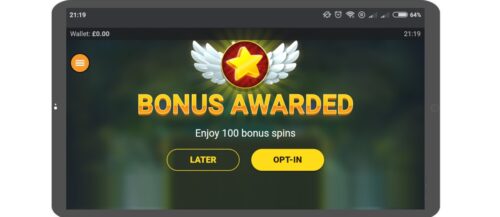 Free spins no deposit bonus awarded