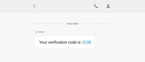 Verification code from UK casino