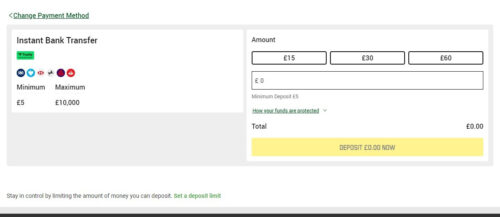 Choose Trustly from the deposit options
