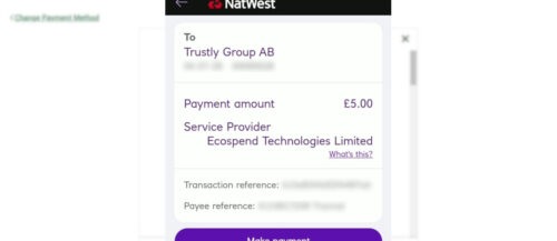 Confirm your casino deposit via Trustly using online banking