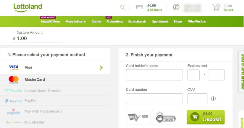 £1 deposits possible at Lottoland UK