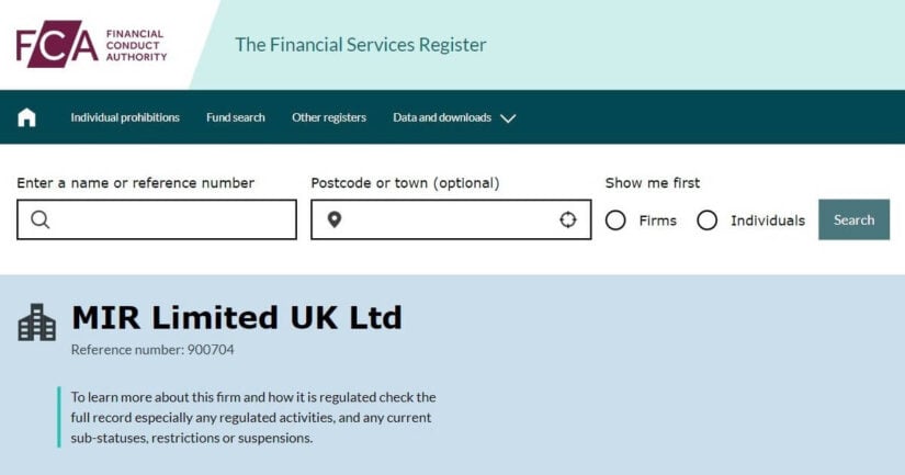 MIR Limited's licence from the FCA for MuchBetter