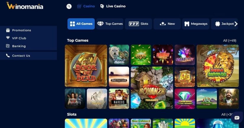 Winomania UK slots and games