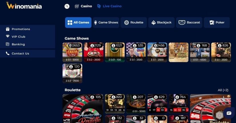 Winomania live casino
