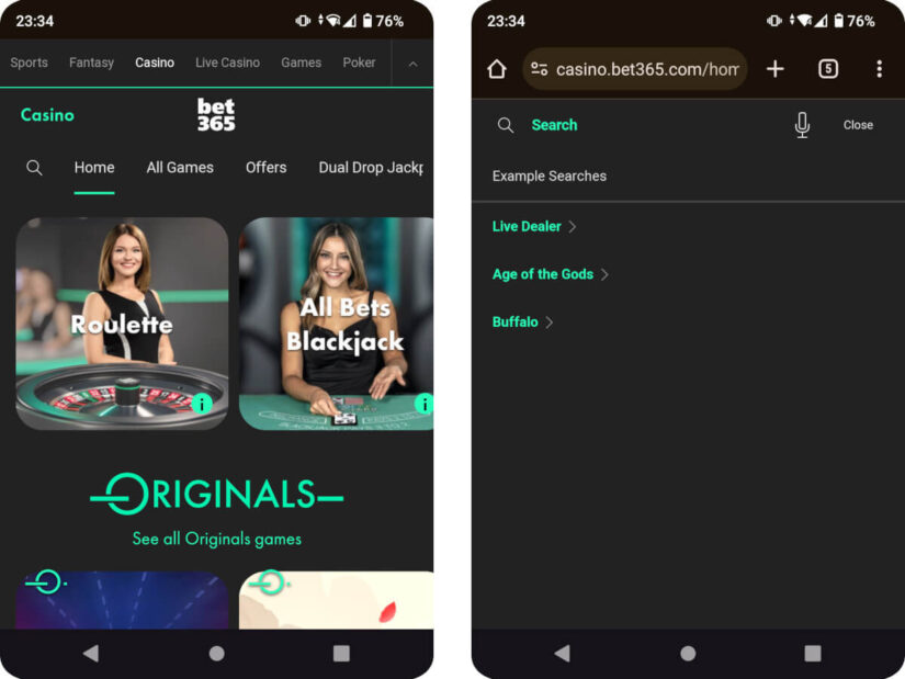Bet365 Casino mobile