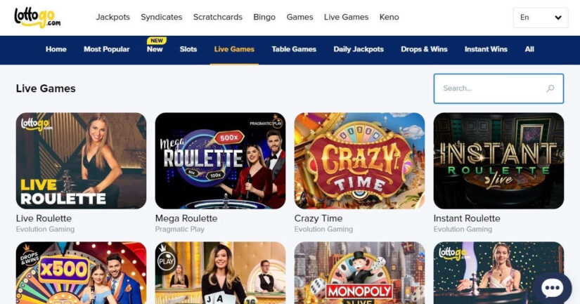 LottoGo UK live casino