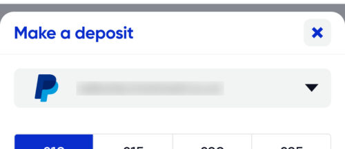 Choose PayPal to make a deposit